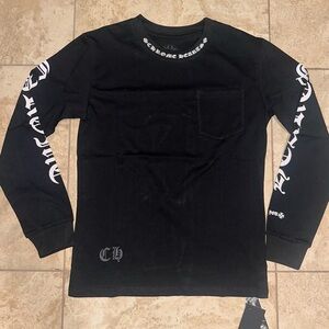 Chrome Hearts Black Long Sleeve Tee with White Graphics